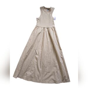 Old Navy Fit & Flare Combination Ivory Midi Dress Size Medium - Pockets